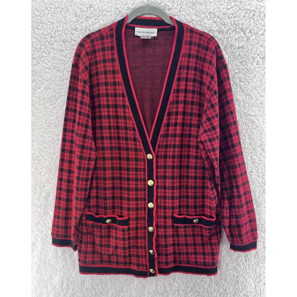 Vintage Blazer Women's Size Medium Academia Preppy Red Black Buffalo Plaid
